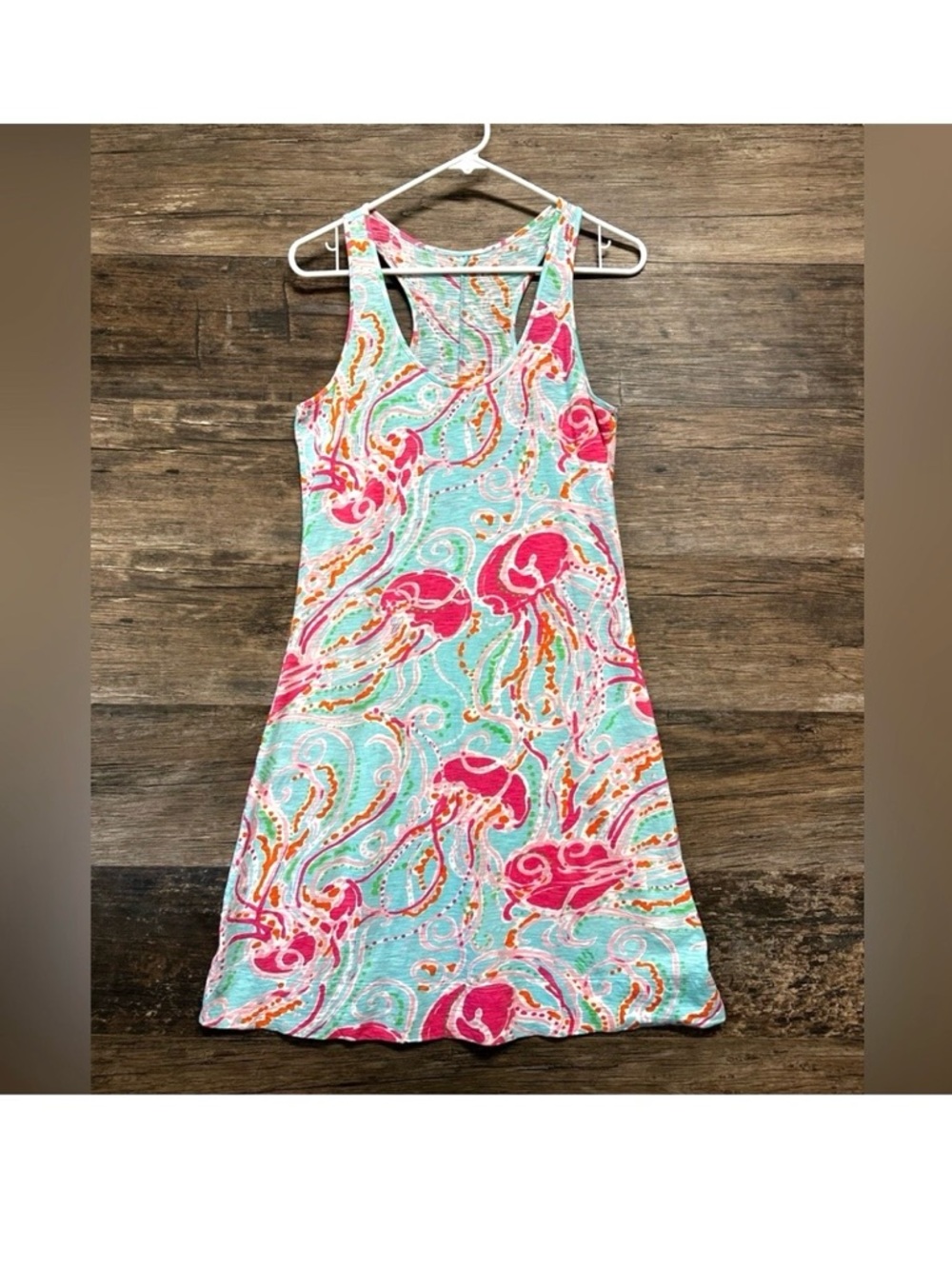 Lilly Pulitzer Pink and Aqua Jellyfish Tropical Dress Sundress Small